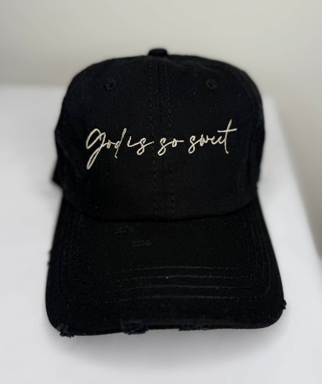 Black Distressed God Is So Sweet Dad Hat